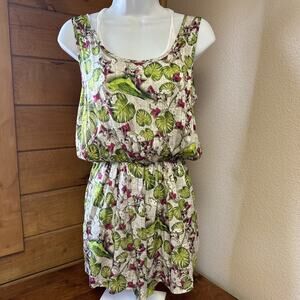 Sinesia Karol XS Silk Romper lined pockets Parrakeet Floral print Tropical